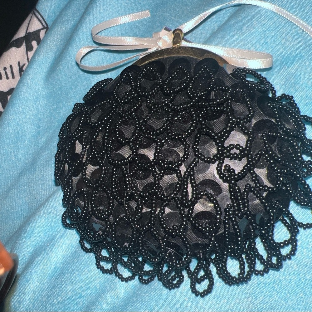 Elegant Black Beaded Mini Bag